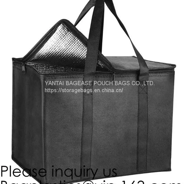 Reusable Grocery Shopping Box Zipper Top Nonwoven Aluminum Cooler Bag Thermal Bag Cool Insulated Bag Bagease Bagplastics photo-2