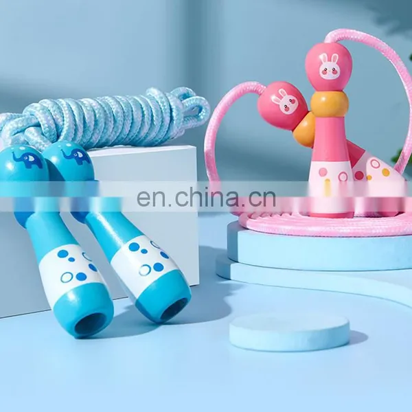 Kids Skipping Rope Cable for Children Workout Equipments Aerobic Exercise Woodend Hand Shank Jumping Rope photo-2