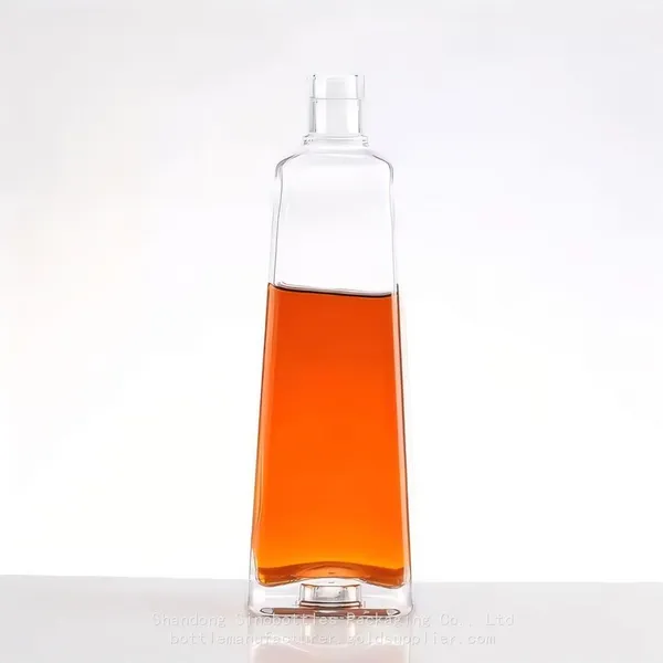 750ml Square Shape Bottom Vodka Glass Bottles With T Bar Top SinoBottles Packaging