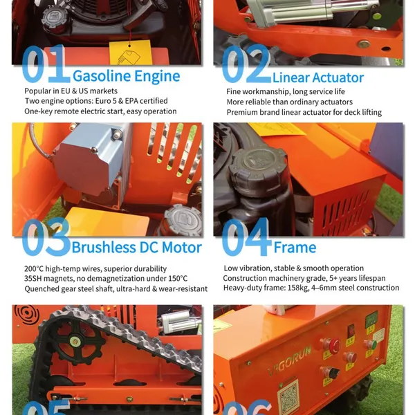 Vigorun VTC550-90 RC Grass Cutter Machine 200m Range 10-100mm Adjustable Height Snow Plow Optional for Small Orchard Embankment photo-3