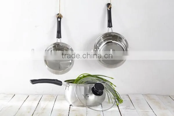 Charms 16cm Stainless Steel Sauce Pan With Glass Lid Capusled Three-layer Bottom photo-5