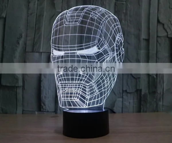 IRON MAN Shape Skull 3d Illusion Lamps Acrylic Indoor USB + Battery Operated Decorative Led Night Light photo-5