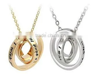 High quality three rings pendant necklace couple necklace