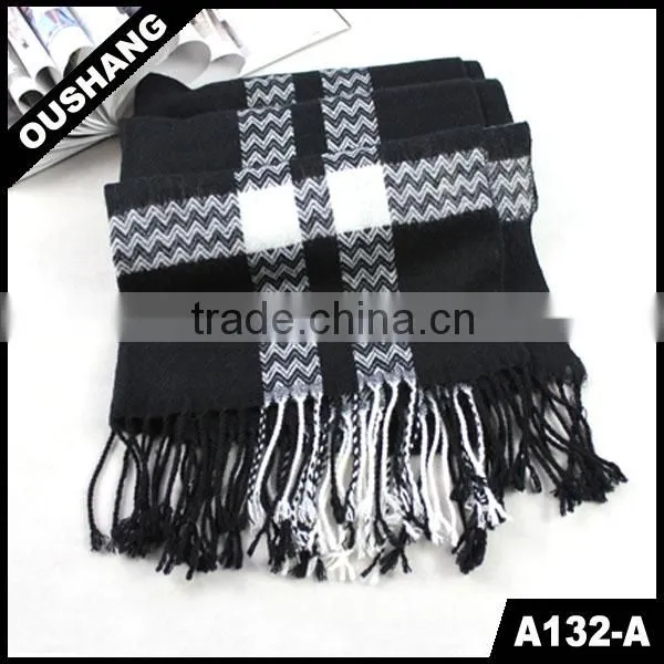 A132-A Men's Long Cheap Scarf Black White