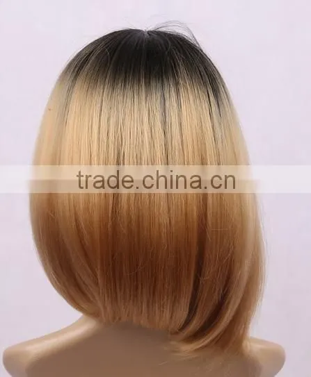Synthetic Ombre Bob Wig Beyonce Wig Gradient Blakc Color Ombre Blond N399
