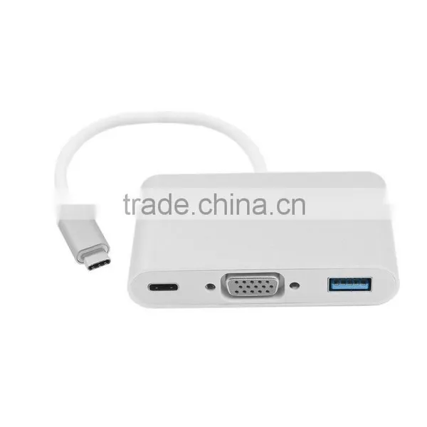 2016 Wholesale USB-C USB 3.1 Type C to VGA Projector & USB OTG & USB-C Female Charger Adapter for 12" New Mac Book photo-3