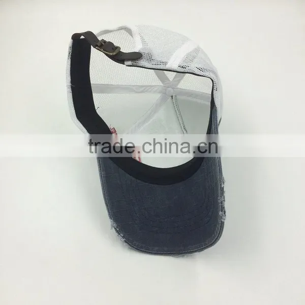 Cutomized Fashion Embroidery Hard Wash Worn Out Mesh Cap photo-4