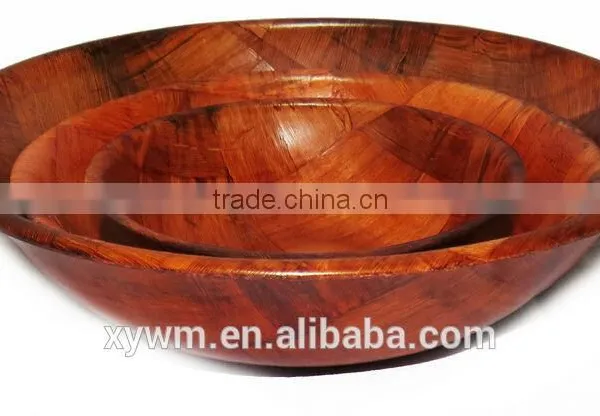 Bamboo Wooven Set of 3 Round Salad Dinner Bowls photo-4