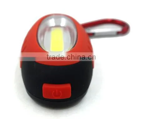 Hot Sales Promotion Egg Shape High Power COB LED Keychain Light Cheaper Gift Carabiner Bag Reflector Flashlight Rubber Coating photo-3