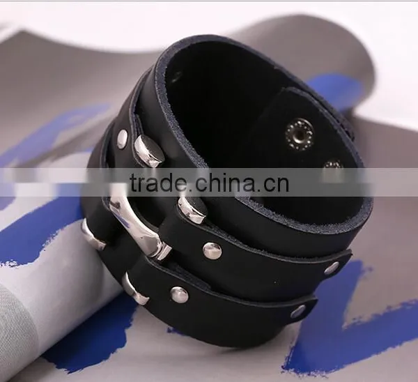 Stainless Steel Leather Wrap Bracelet With Good Quality and Low Price photo-4