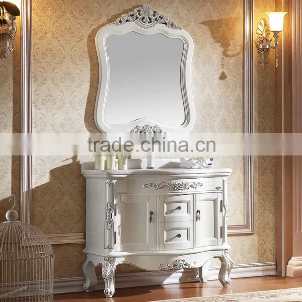 WTS-821SYO French Antique Style White Wooden Single Undermount Sink Used Bathroom Vanity Cabinets photo-5