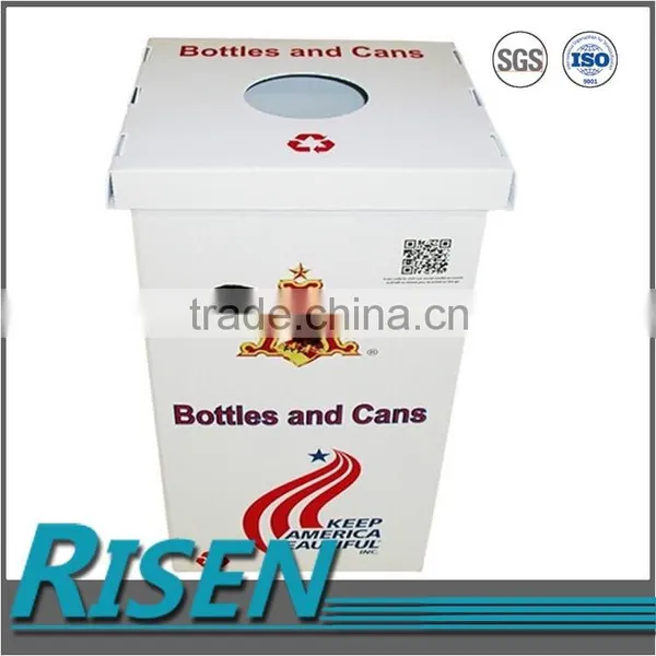 Floor Standing Printed Plastic Corrugated Board Dustbin photo-4