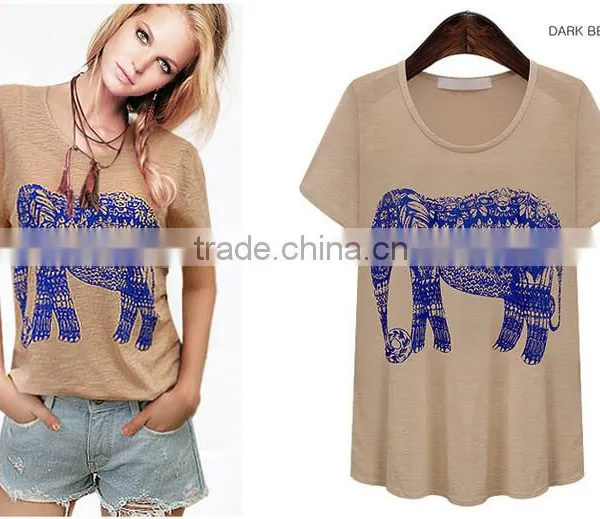OEM Fashion 2015 Cheap Women Tshirts Custom Printing Short Sleeves Round Neck Summer Casual Tshirt Women Cotton Tshirt photo-2