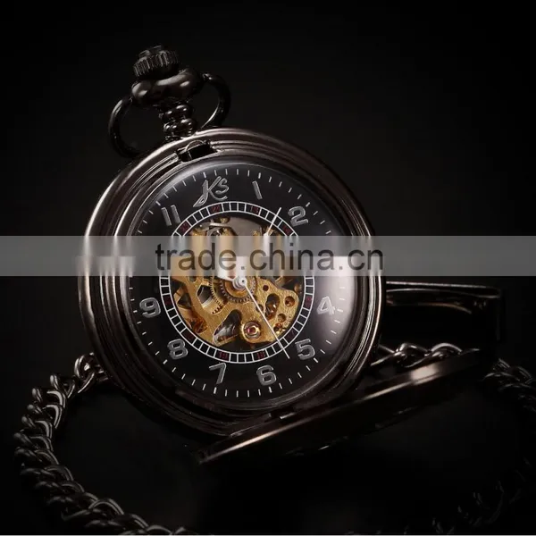 KS Skeleton Dial Hand Wind Analog Men Mechanical Pocket FOB Watch photo-5
