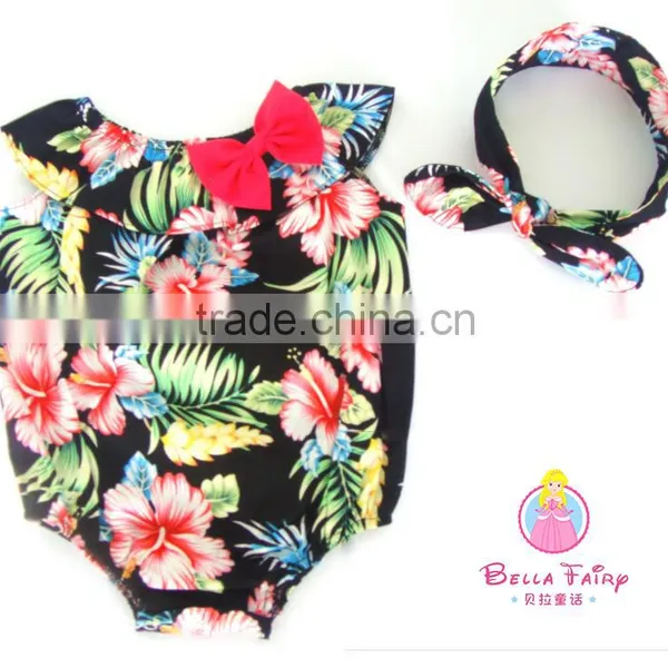 2016Direct Manufacturer Kids Summer Wear Sleeveless Seaside Bella Romper ,Baby Girls Floral Jumpsuit, Boutique Outfits For Girls photo-5