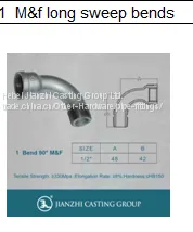 Galvanized Malleable Iron Pipe Fittings M&F Long Sweep Bends
