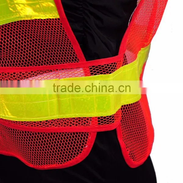 Ansi Hi Vis Red Yellow Conspicuity Vest With Pvc Reflective Taps Road and Working Safety Warning Sleevel photo-4