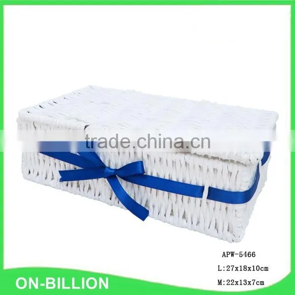 Stylish Paper Rope Weaving Basket With Lid for Cutlery Small Sundries Storage photo-4