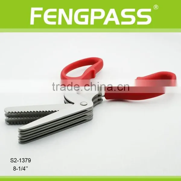 S2-1379 8.25 Inch Plastic Handle and Special Design Stainless Steel Shredding Herb Scissors photo-4