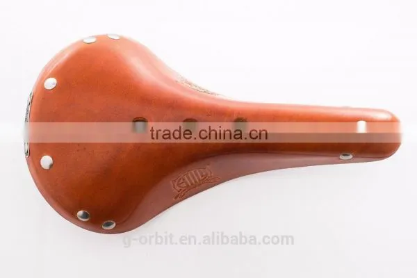 High Quality Cow Leather Bicycle Bike Saddle photo-3