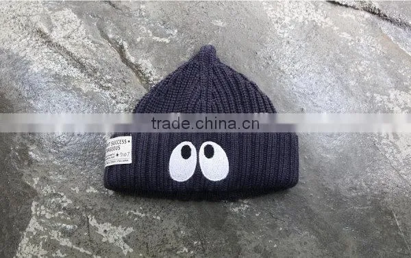 100% Acylic Cottonacrylic Beanie Embroidery Knit Hats/winter Caps photo-2