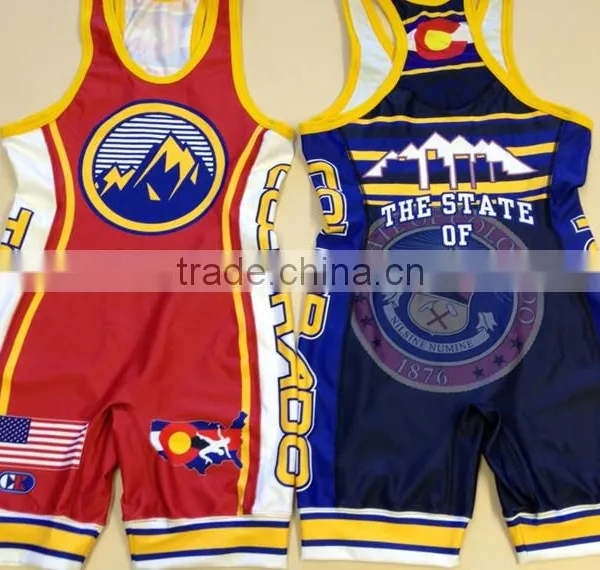 Custom Sublimation State Wrestling Singlets/Wrestling Singlets With Lycra photo-3