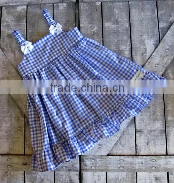 2017 New Style Baby Clothes Cheap Wholesale Red and Blue Children's Boutique Summer Baby Girl's Plaid Dress photo-5