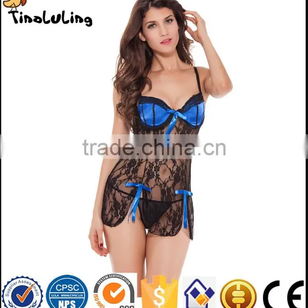 Lingerie Manufactuer Hot Sale Sexy Women Black and Red Sexy Transparent Lingerie Babydoll photo-2