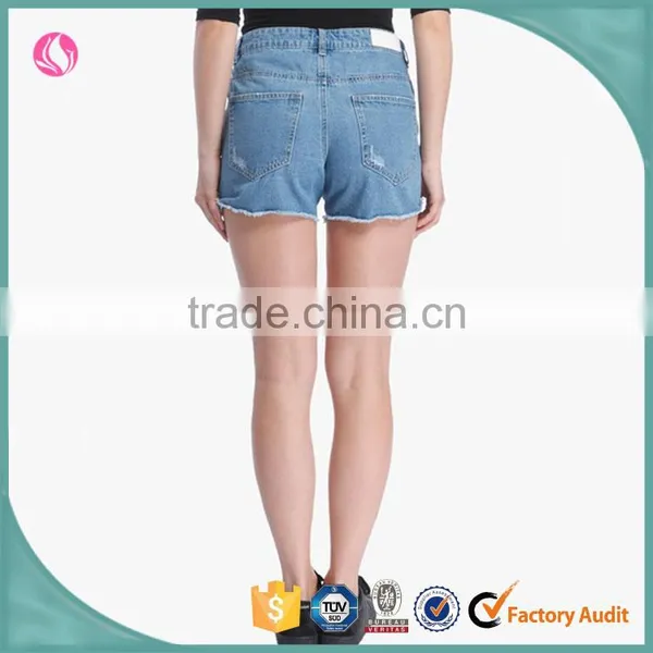 Custom Wholesale Woman Denim Distressed Jeans Shorts Women 2016 photo-2