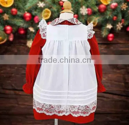 White Pinafore Classic Red Christmas Children Clothing Sets 3 Year Old Girl Dress photo-2
