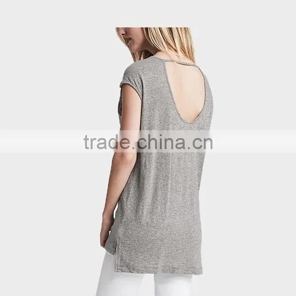 Women Wear Ladies T-shirt Irregular Long Tshirt photo-2