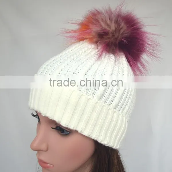 Myfur Wholesale Customized Woolen Yarn Knitted Beanies With Real Fur Bobble Top photo-5