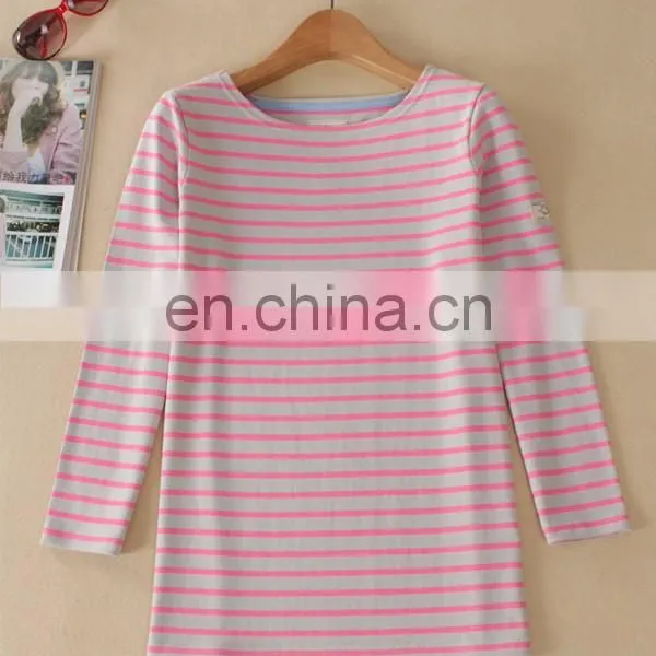 Top Grade Lady 3/4 Sleeves Blouse Design/lady Stripe Shirt photo-4