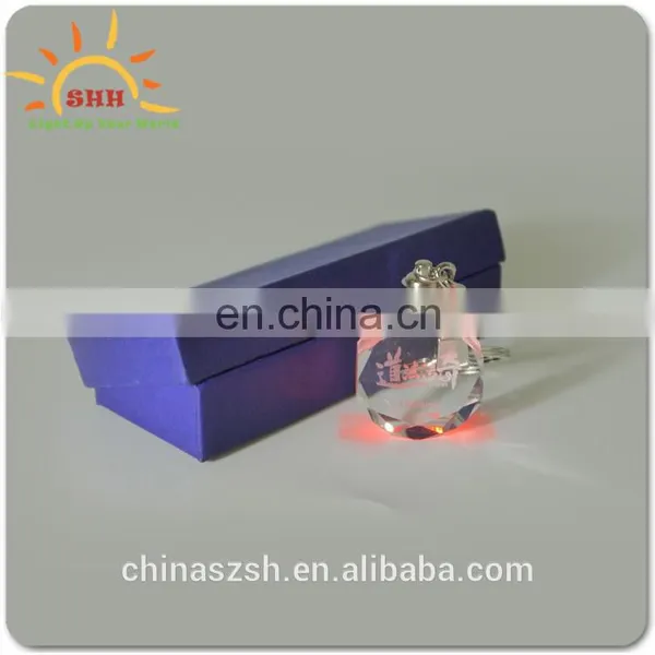 Wholesale Price Engraved 3D Blank Laser Crystal/glass LED Keychain For Wedding Souvenirs photo-6