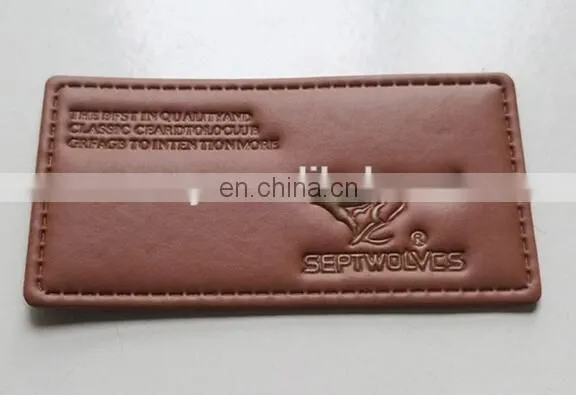 Soft Branded PU PVC Leather Logo Patch photo-3