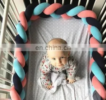 Mixed Colors Baby Crib Pillow Braided Crib Bumper Knot Decorative Bolster Pillow photo-2