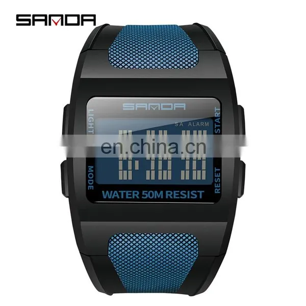 SANDA 222 Trendy High End Men's Digital Sports Watch Resin Strap Luminous Week Display Male Watches photo-5