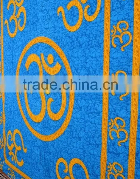 Indian Tapestry Cotton OM Print Blue Wall Hanging Tapestries Throw Mandala Print photo-4