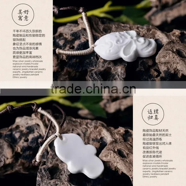 Men's Skull Head Porcelain Glazed Pendant Necklace photo-6