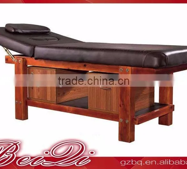 Beiqi 2016 New Beauty Salon Comfortable Stable Massage Bed With Wood Base Solid Wood Furniture