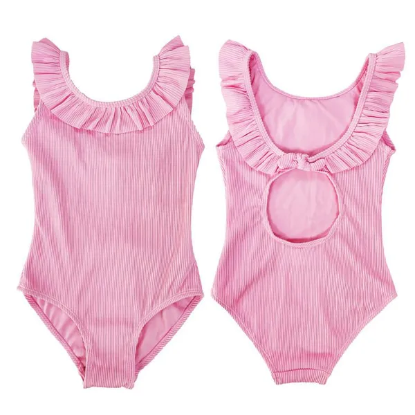 Custom Girls Chlorine Resistant Sunscreen UPF 50+ One-piece Swimsuit Spandex/Polyester 220g Round Neck Fresh Quick Drying