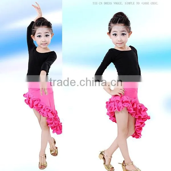 The New Children's Latin Dance Costumes Stage Performance Clothing With Curl Lace of the Girls Dress Uniforms Three-piece Suit