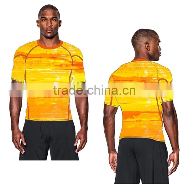 (OEM ODM FACTORY) Mens Compression Wear Polyester Rash Guard photo-2