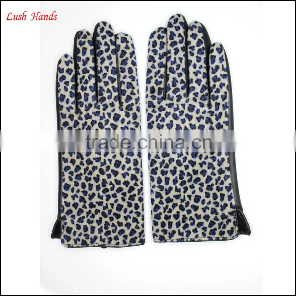 Cheap Women Fake Leopard Fur and PU Leather Stitching Gloves Wholesale Price Gloves photo-2