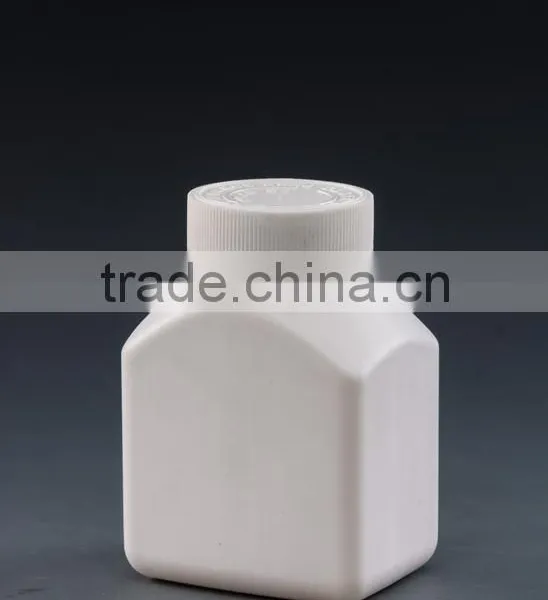 square plastic packaging bottle for pills and capsules