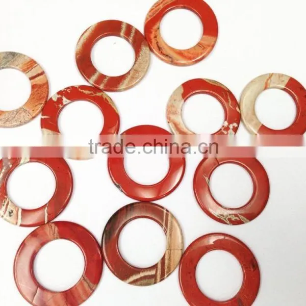 Factory Price 35mm Flat White Rhodonite Red Gemstone Donut Stones Stone Donut Stripping Guide Rings photo-2