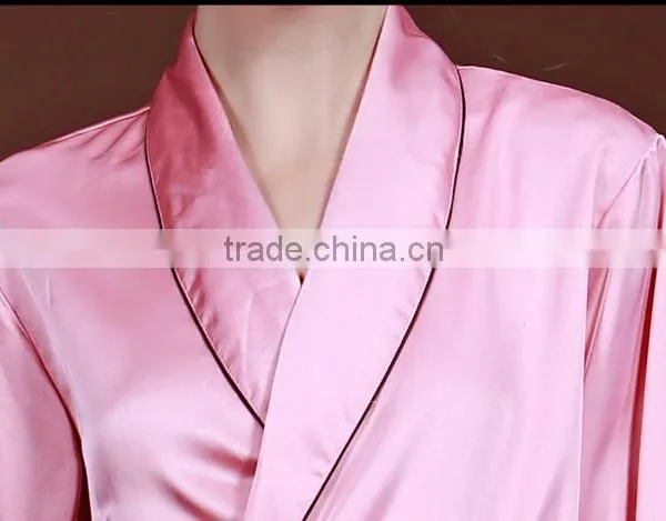 2016 New Summer Ladies Sexy Pajamas Bathrobe Nightgown Women's Long Sleeve Silk Bathrobe Sleep Robe Smooth Lady's Robes photo-2