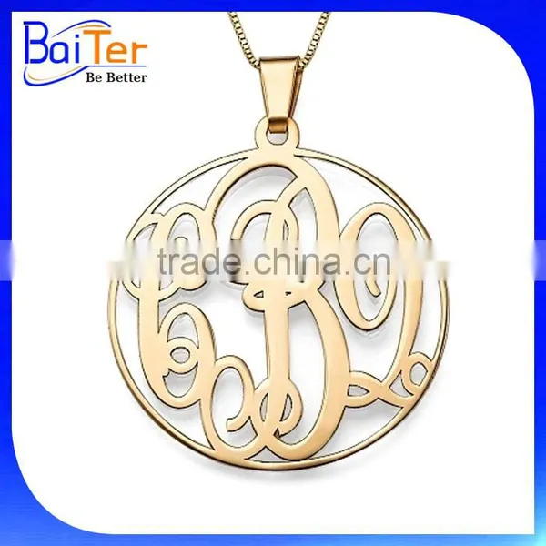 Stamped 925 Sterling Silver Engraved Monogram Pendant Charm Necklace Pendant photo-2