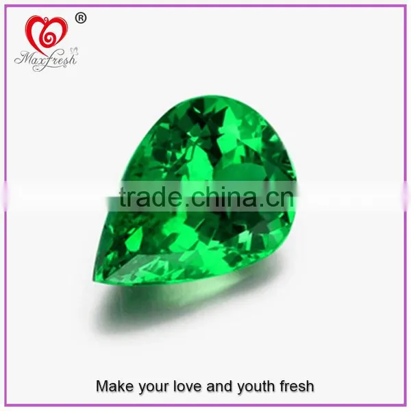 Hot Sell Precise Cutting Cubic Zirconia Cubic Zirconia Supplier Green Color Gemstone Pear Checkerboard Cut Cute Green CZ