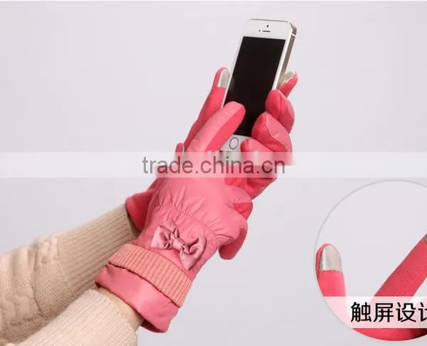 New Arrival Ladies's Ribbon Touch Screen Gloves With Multi Colors